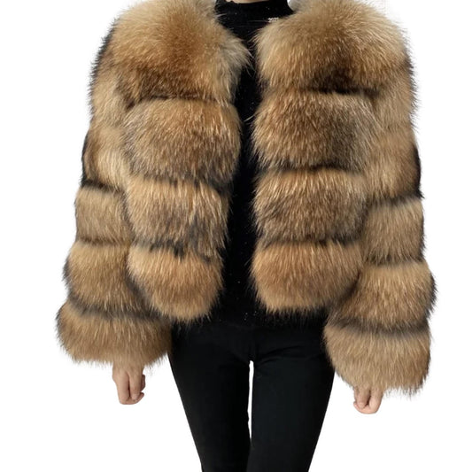 REAL NATURAL RACCOON FUR COAT