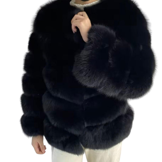 BLACK REAL FOX FUR COAT